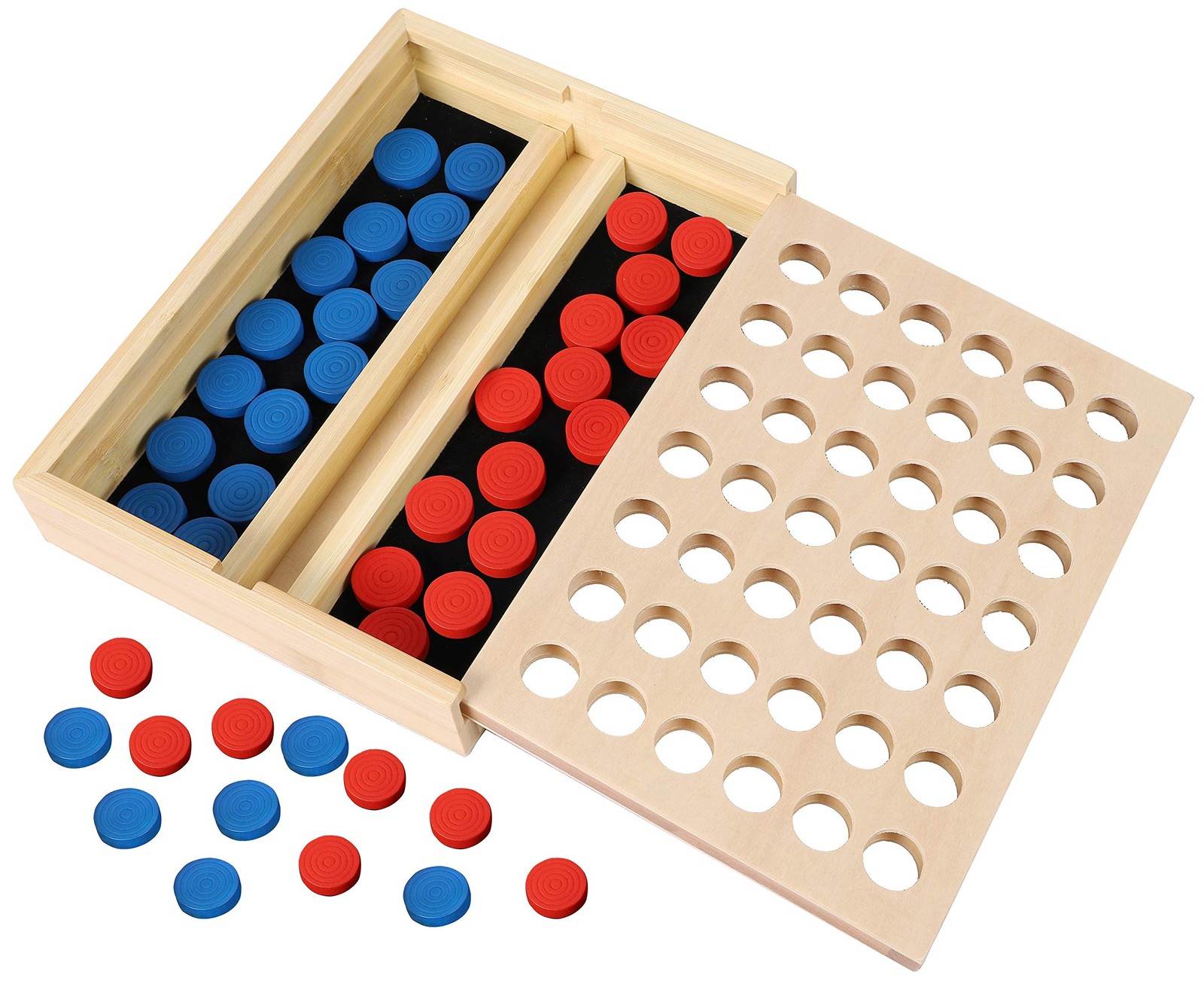 Wooden 4 in a Row Game Classic Strategy Board Game for Kids Adults Travel