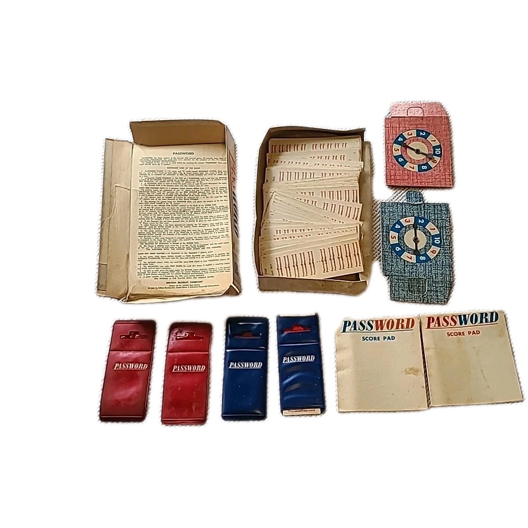 Vintage 1962 Milton Bradley 10-Adult Classic Password Board Game Parts Only