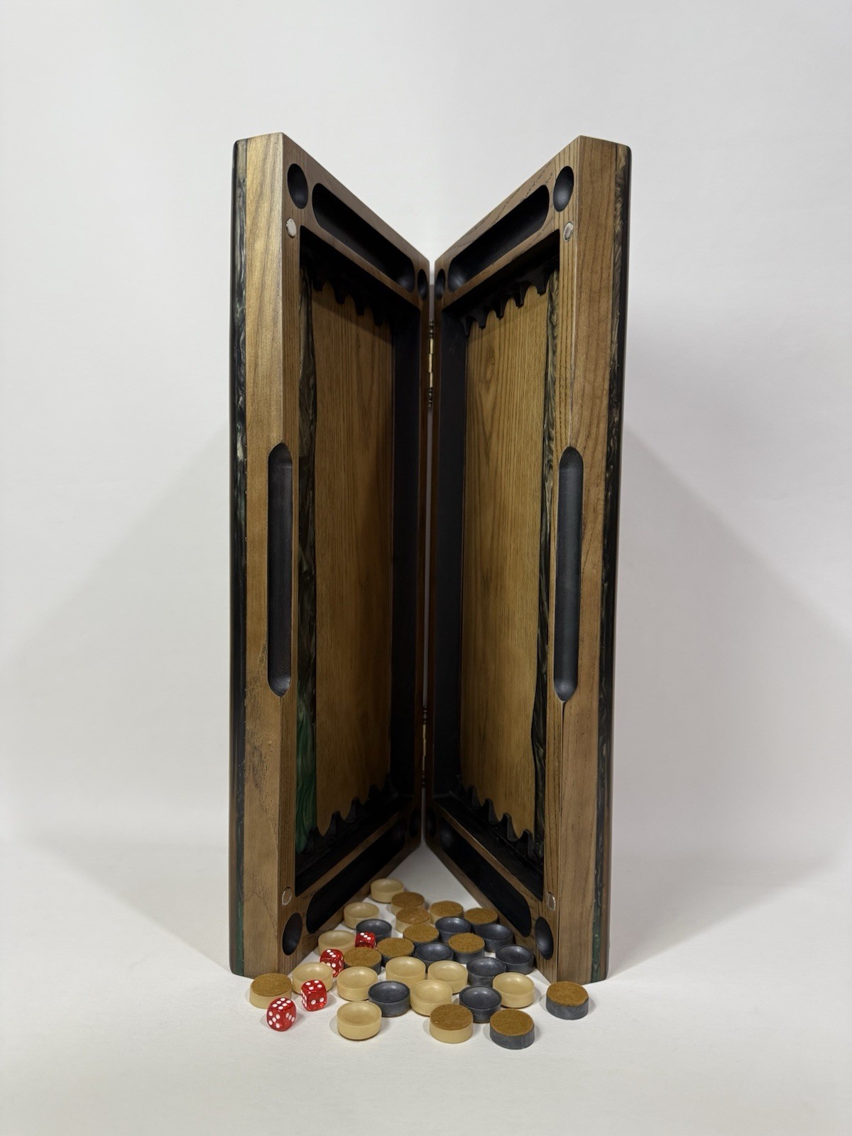 Exclusive Gold Backgammon Board, Wood & Epoxy Resin, Handmade Luxury Game Set