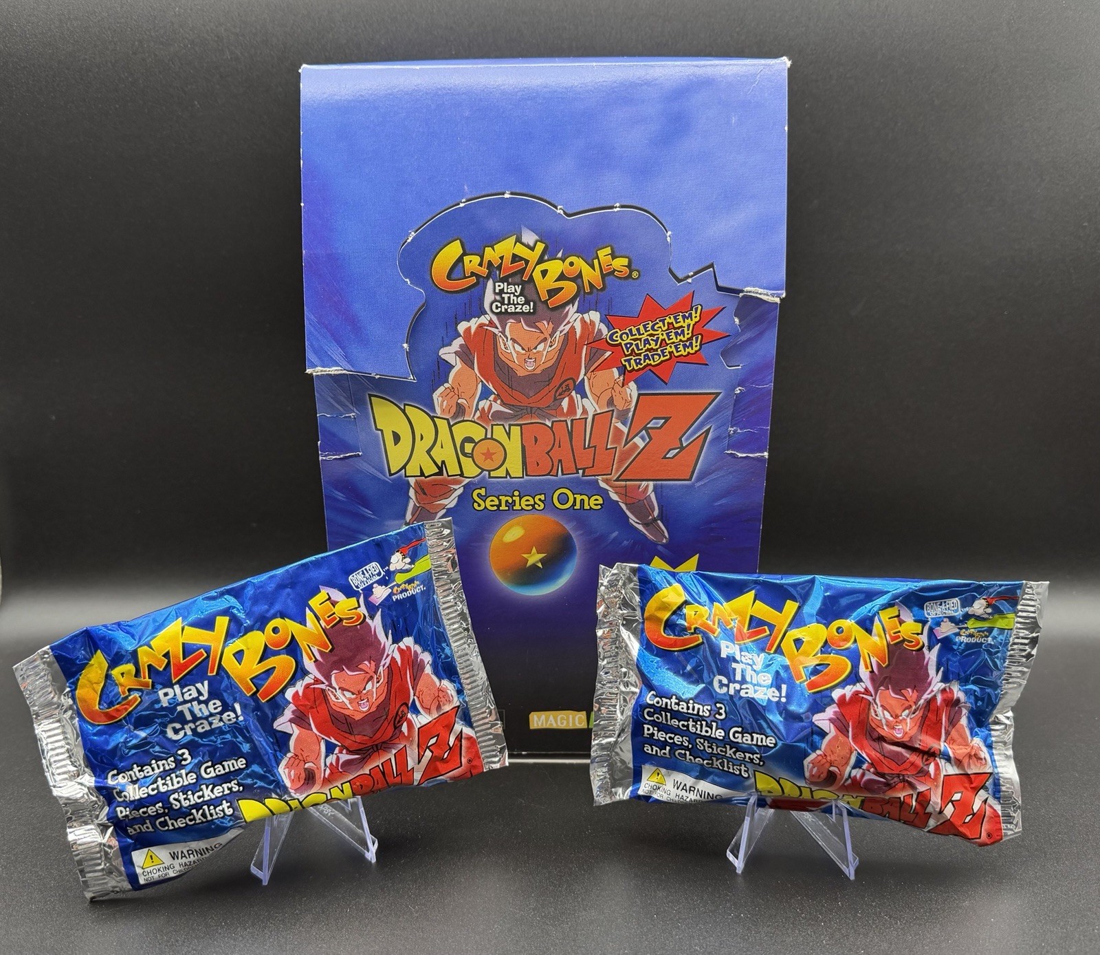 Australian Crazy Bones Dragon Ball Z Display Box w/ 2 Packs Chance Gold Figure