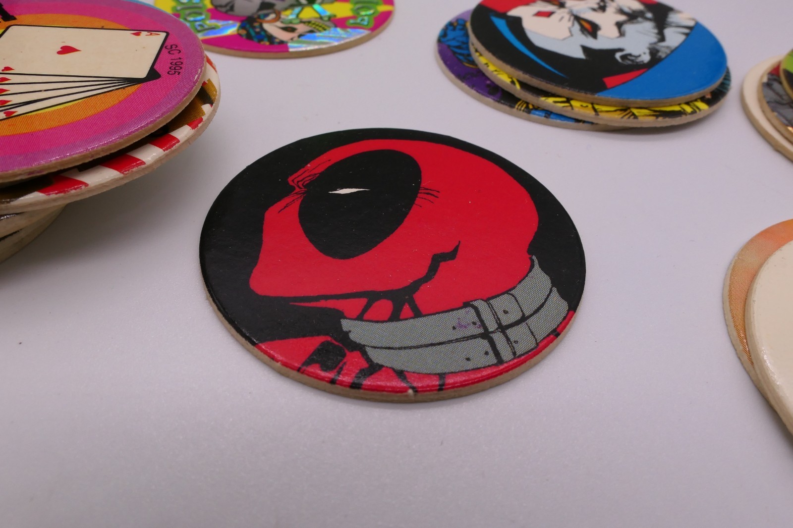 Lot Pogs Marvel Comics X-Men Spiderman Ghost Rider DeadPool random coins as well