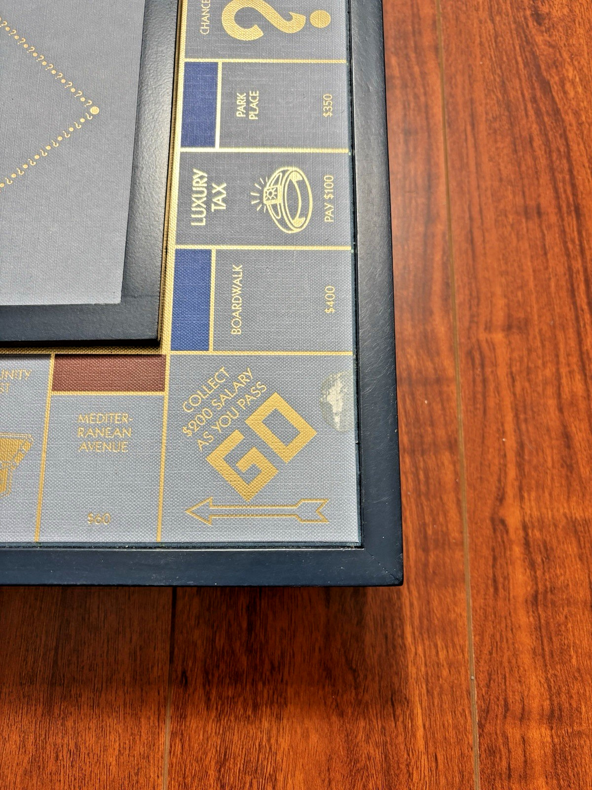 Monopoly Luxe Edition Wooden Board Game Navy Blue Gold Foil WS Game Company