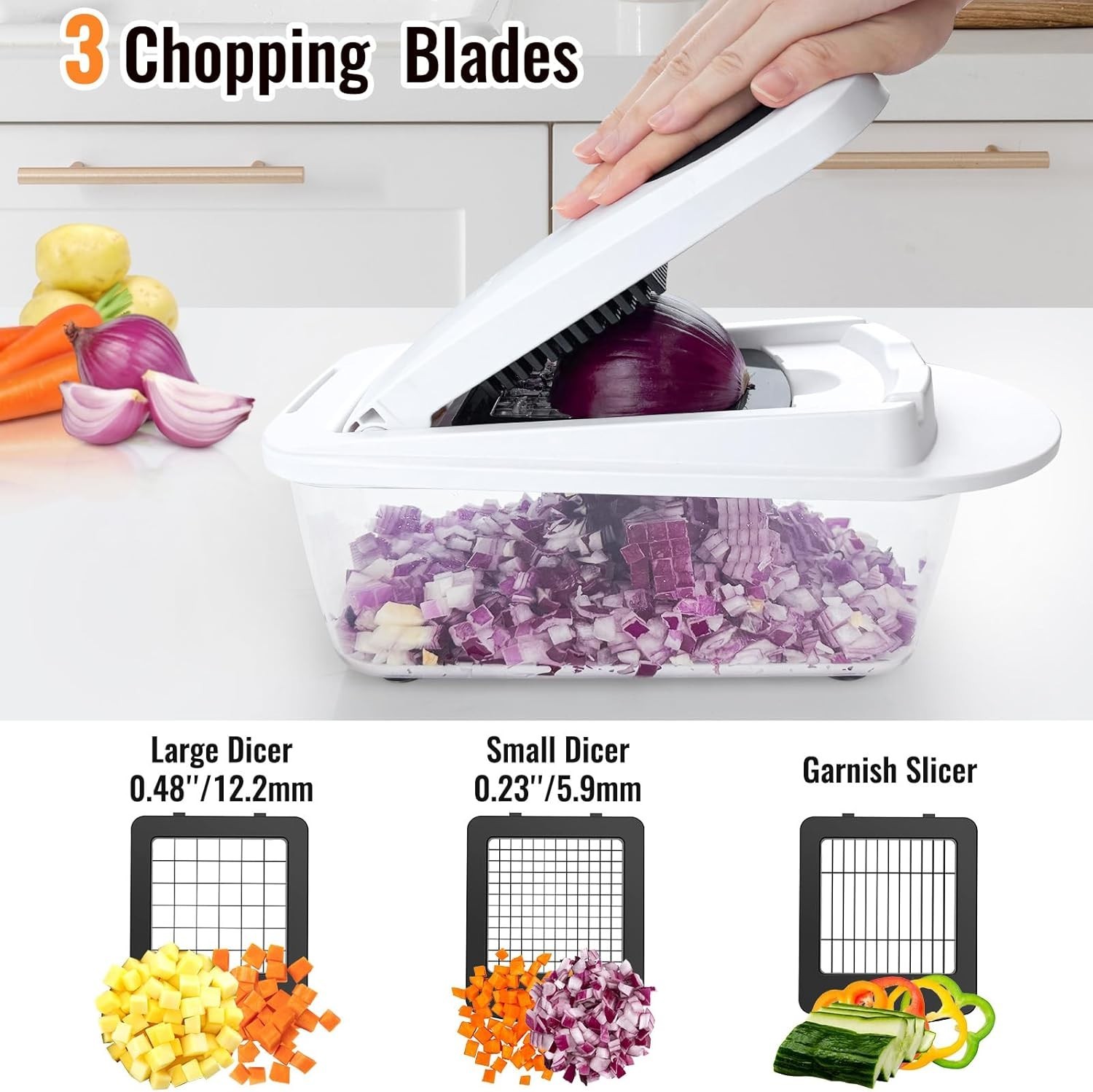 8-Blade Vegetable Chopper Mandoline Slicer with Container Onion Veggie Cutter Sa
