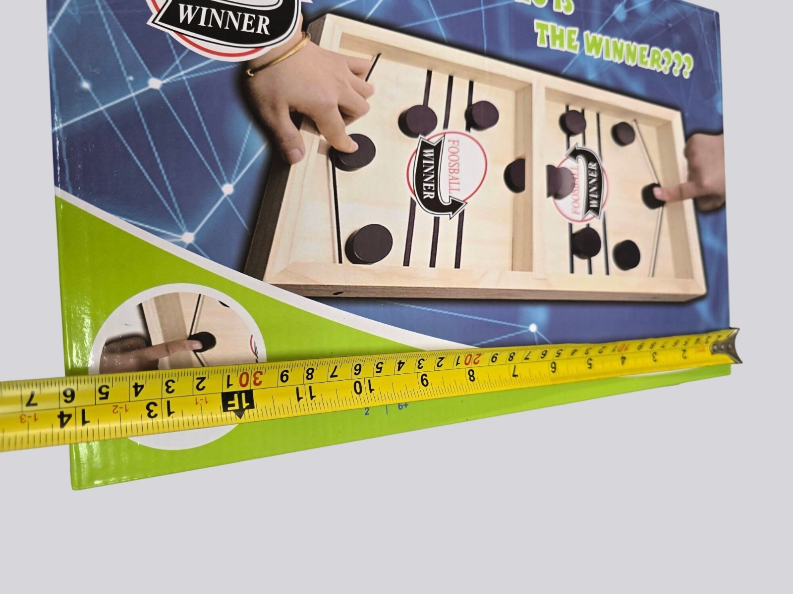 Foosball Winner Wooden Fast Sling Puck Game Compact Size For 2 Players Ages 6+
