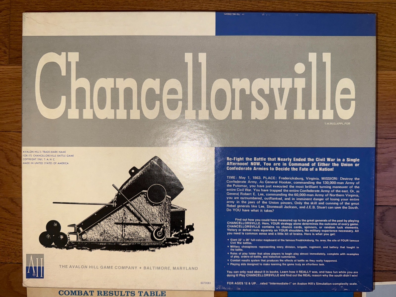 Avalon Hill Chancellorsville Civil War Game 1974 Print of 1961 1st Ed Unpunched