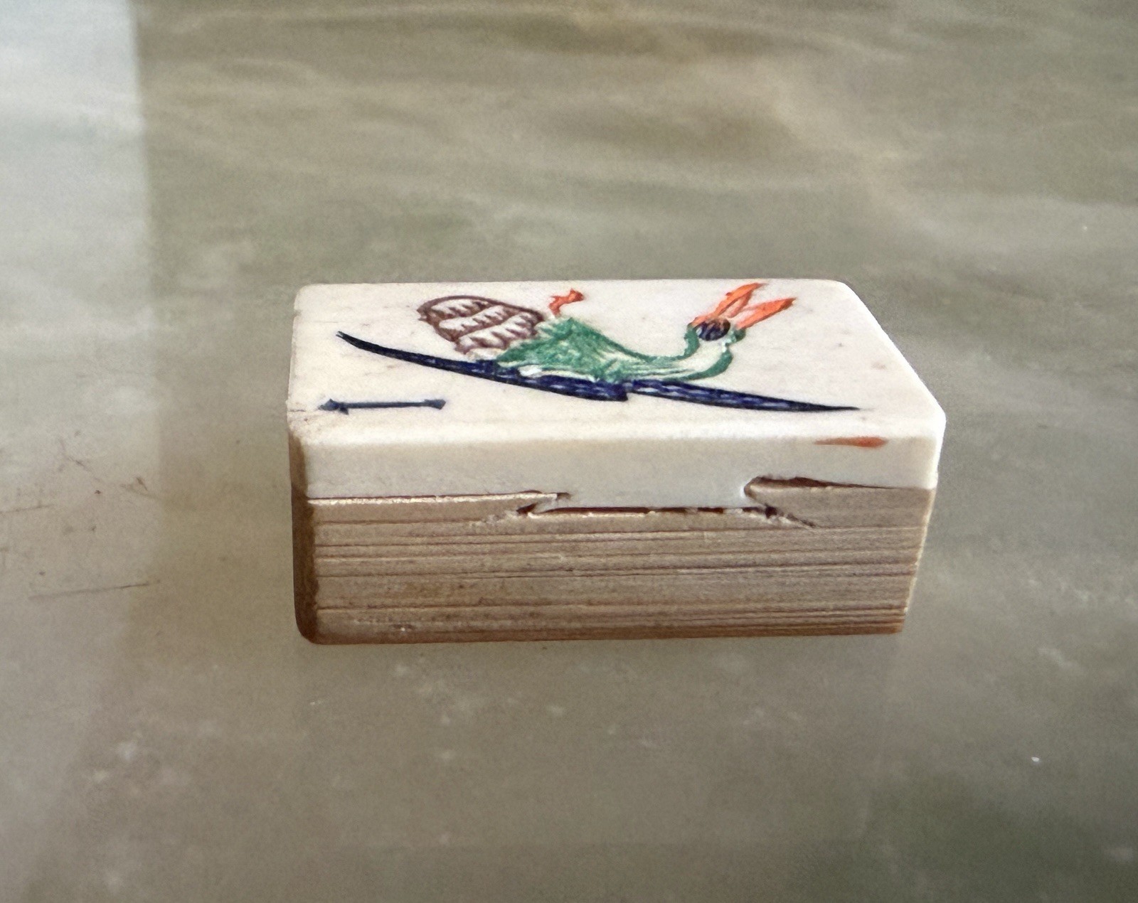 Vintage Mahjong Bird Bam Tile Bone Thick Bamboo Dovetail