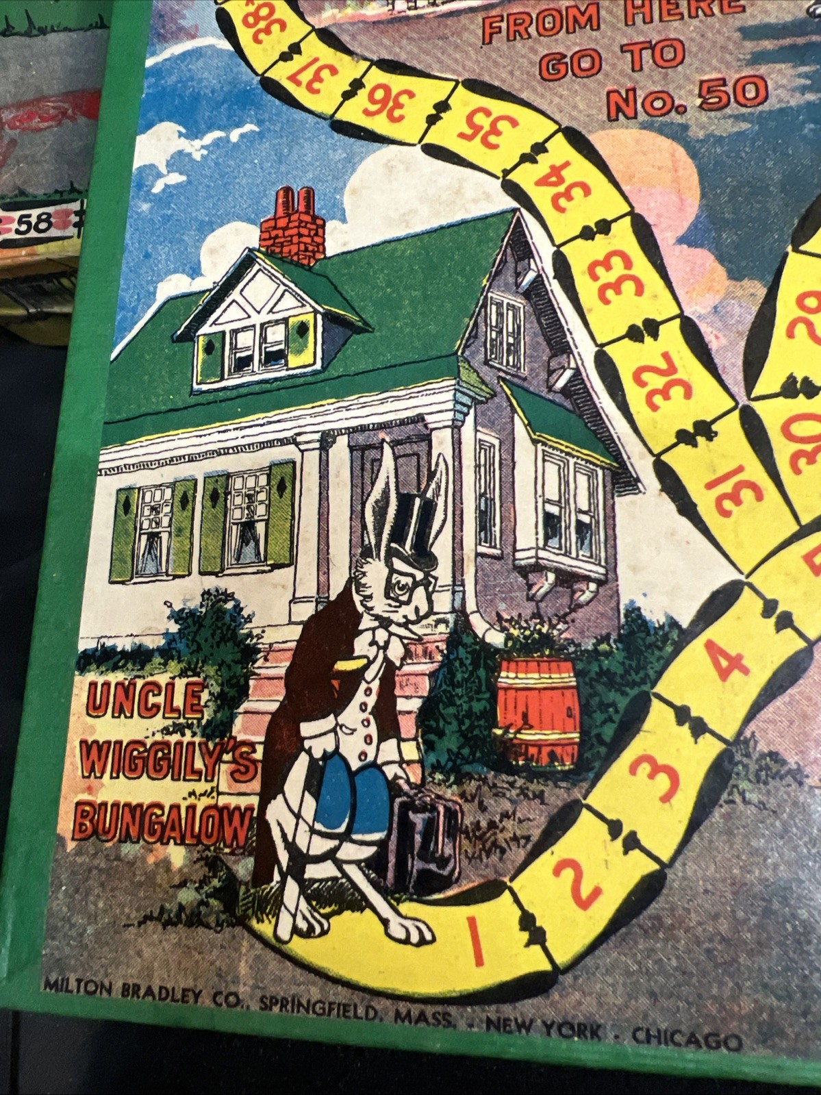 Uncle Wiggly Board Game in Box Milton Bradley 1937 Early Version #4829 w Cards