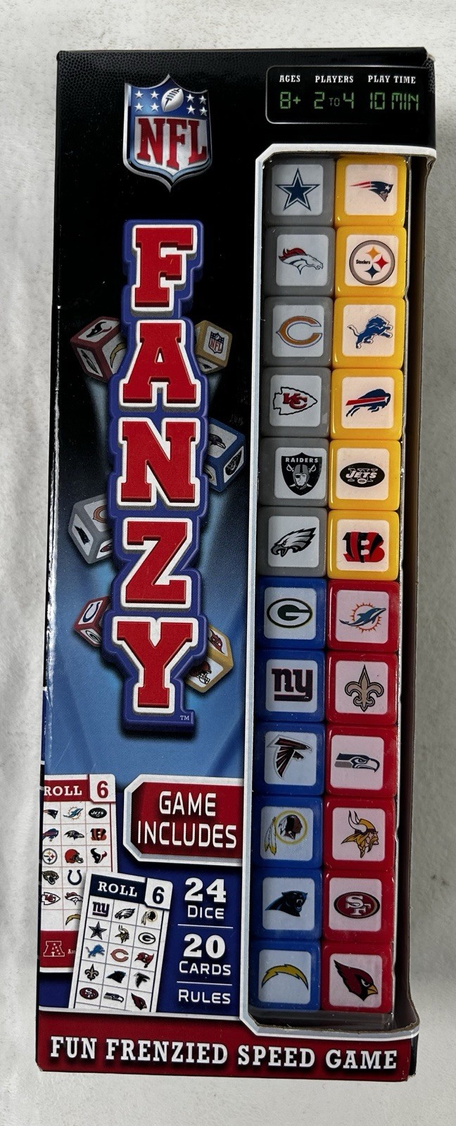 NIB NFL Fanzy Dice/Card Game Fun Frenzied Speed Fast Paced Masterpieces