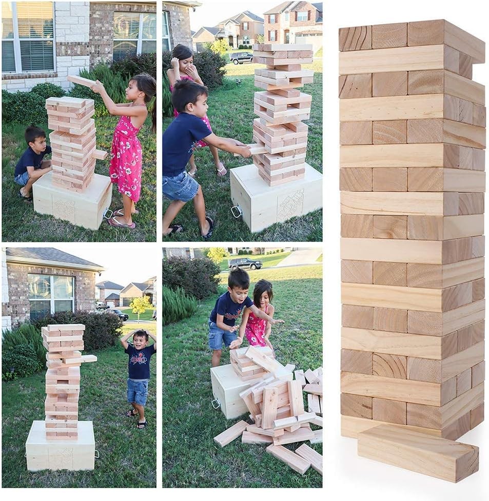 Outdoor Games Giant Tumble Tower Large Tumbling Timber 54 Wooden Blocks Tower St
