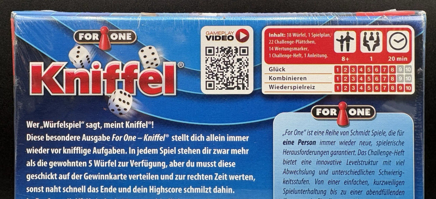 German Kniffel Game Dice Rolling Board Game 8+ Schmidt Spiele German Edition NEW