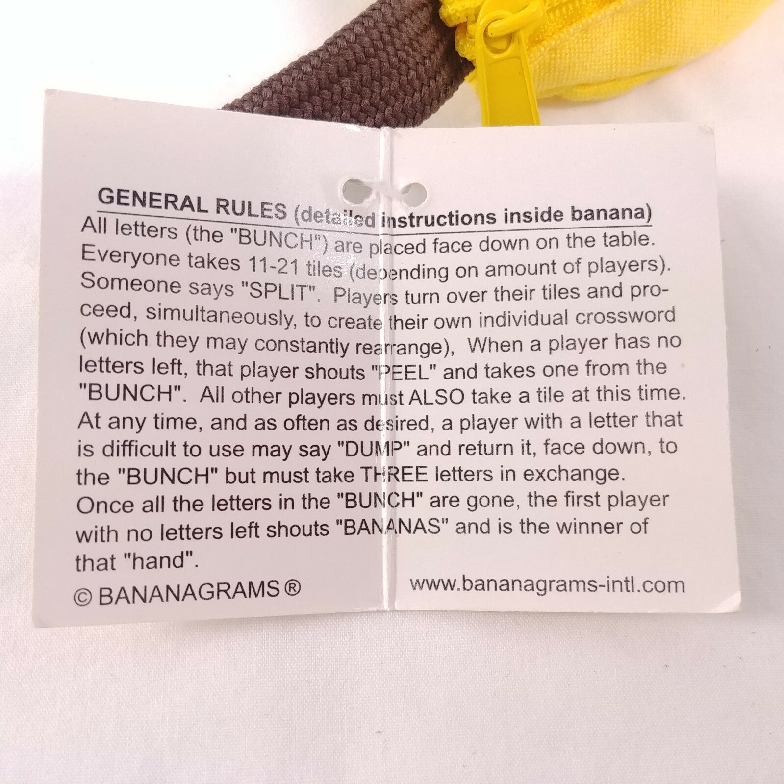 Bananagrams Word Tile Game In Banana Pouch Tiles Instructions Family Game