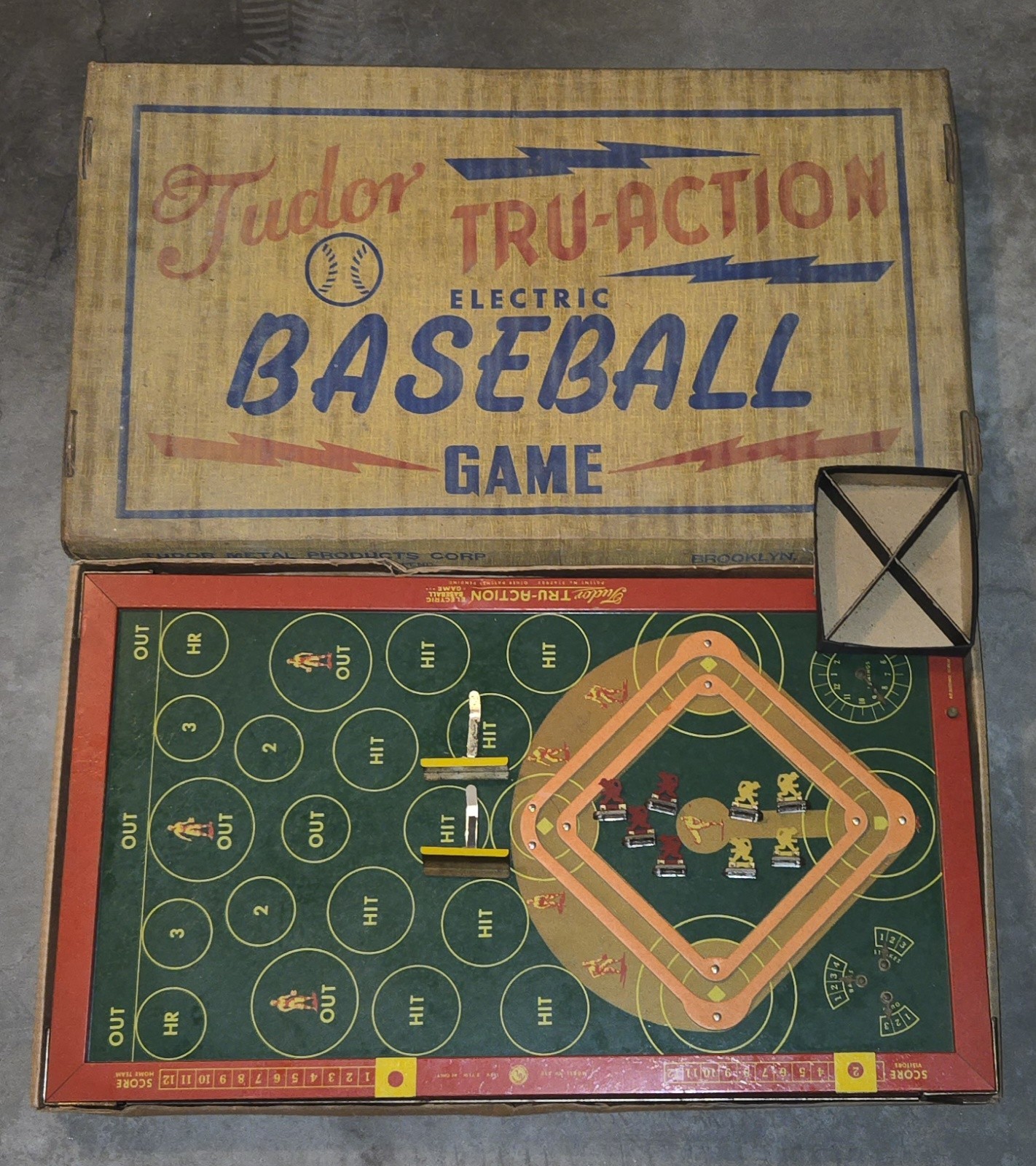 Vintage 1950’s Tudor Tru-Action Electric Baseball Game, With 8 Players, Works