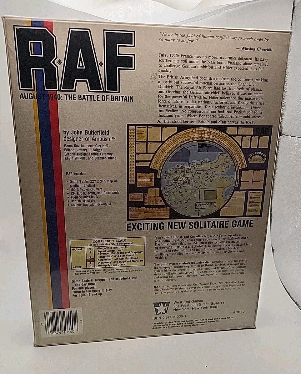 1986 Vintage RAF Aug 1940 The Battle for Britain West End Games New/shrink open
