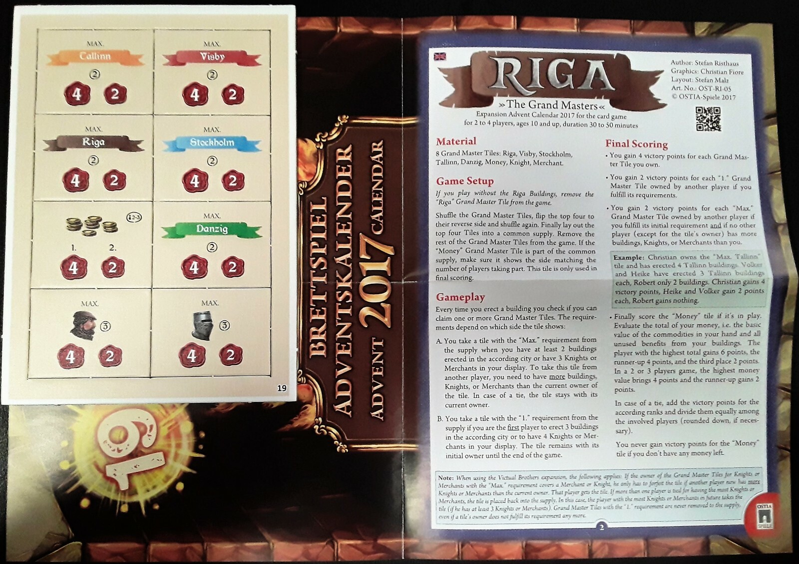 2017 ADVENT Calendar Promo 19 RIGA THE GRAND MASTERS EXPANSION Brettspiel Game
