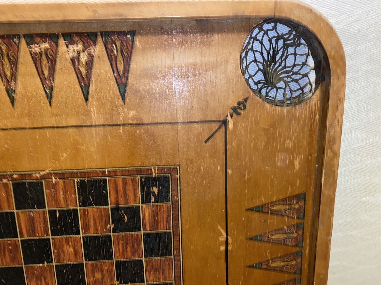 Antique 1913 Archarena Wood Game Board With game Pieces Great Wall Decor