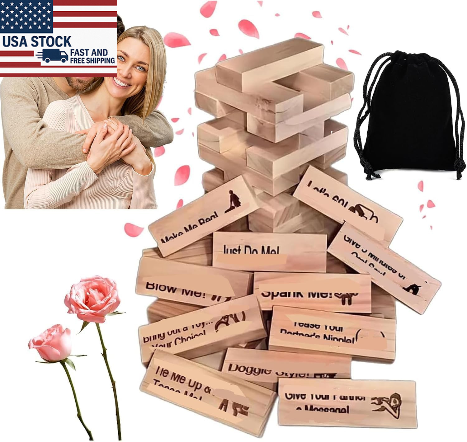 48Pcs Super Naughty Block Tower Game,Fun Date Night Activities,Valentine