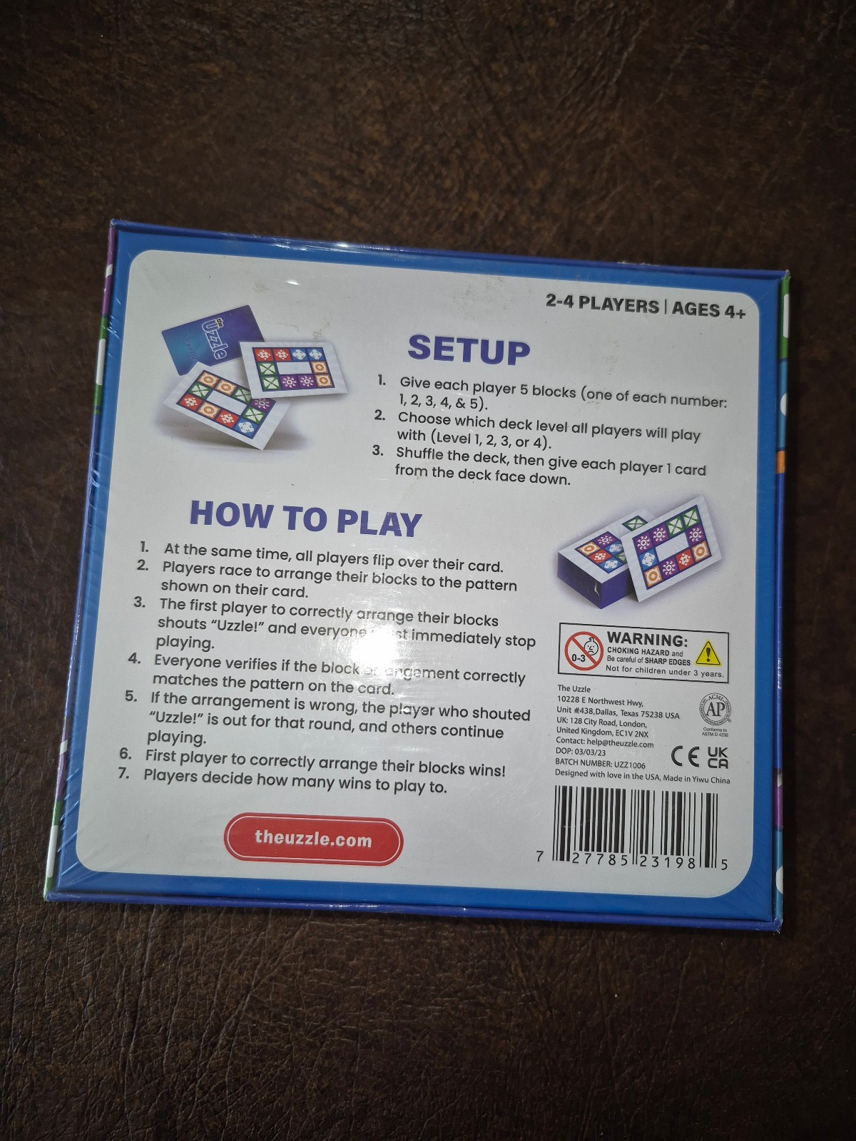 The Uzzle Board Game, Family Block Puzzle for Children & Adults NEW Sealed