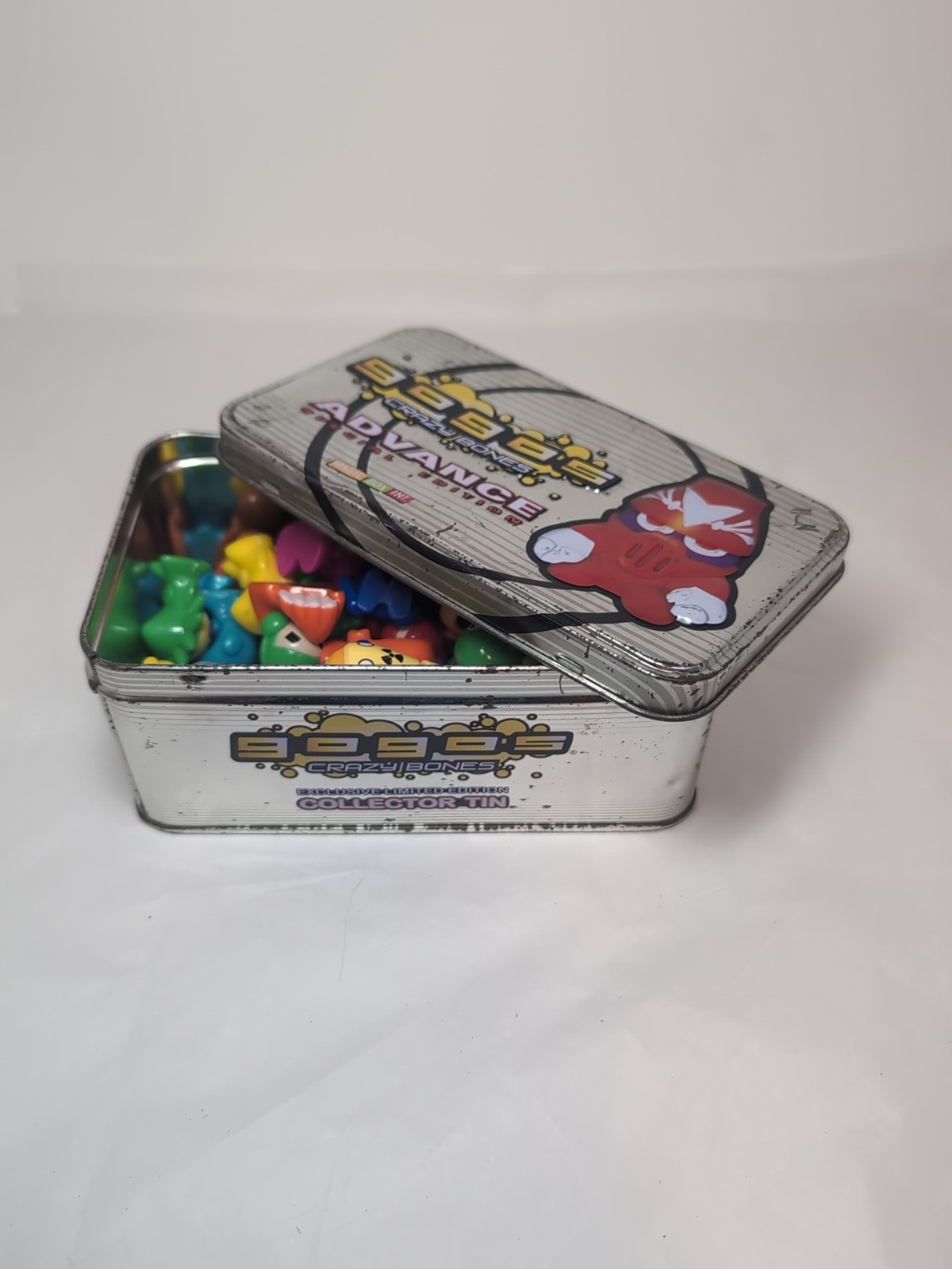 Crazy Bones Lot Of 53 Vintage Multiple Colors Plus Collectors Tin