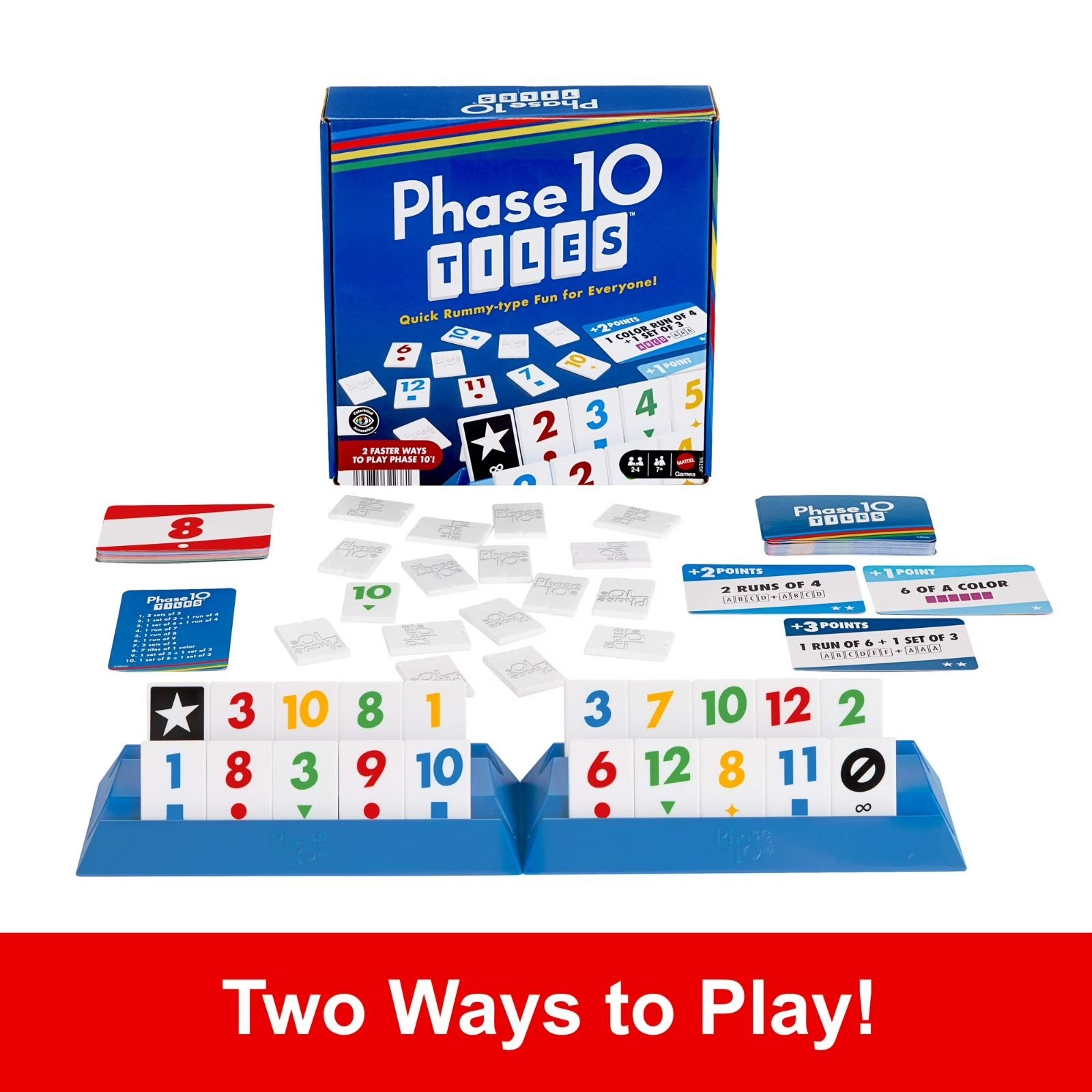 Phase 10 Tiles Game, Family Tile-Based Game with Rummy-Type Play for 2-6 Players