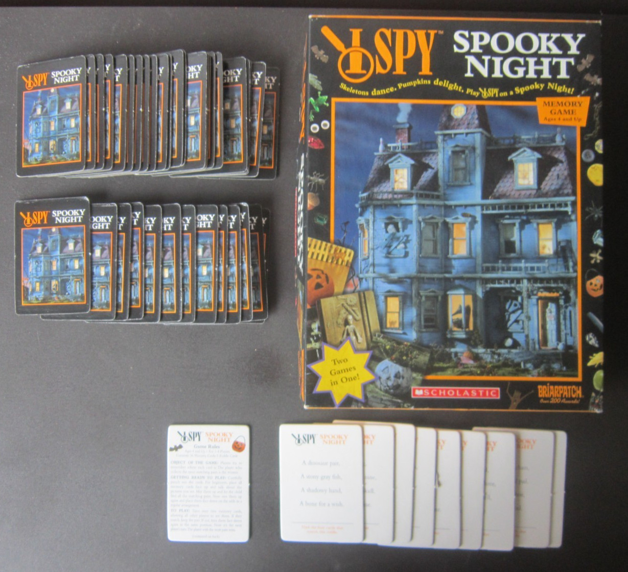 Complete! Scholastic I SPY SPOOKY NIGHT GAME w/ All memory cards Riddle cards