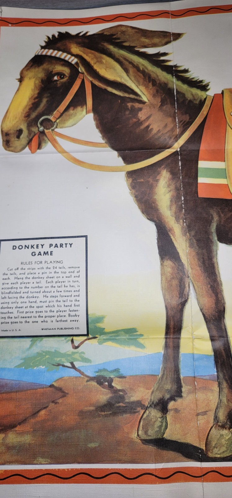 Vintage 1940s Donkey Party Pin The Tail Whitman Pub Complete