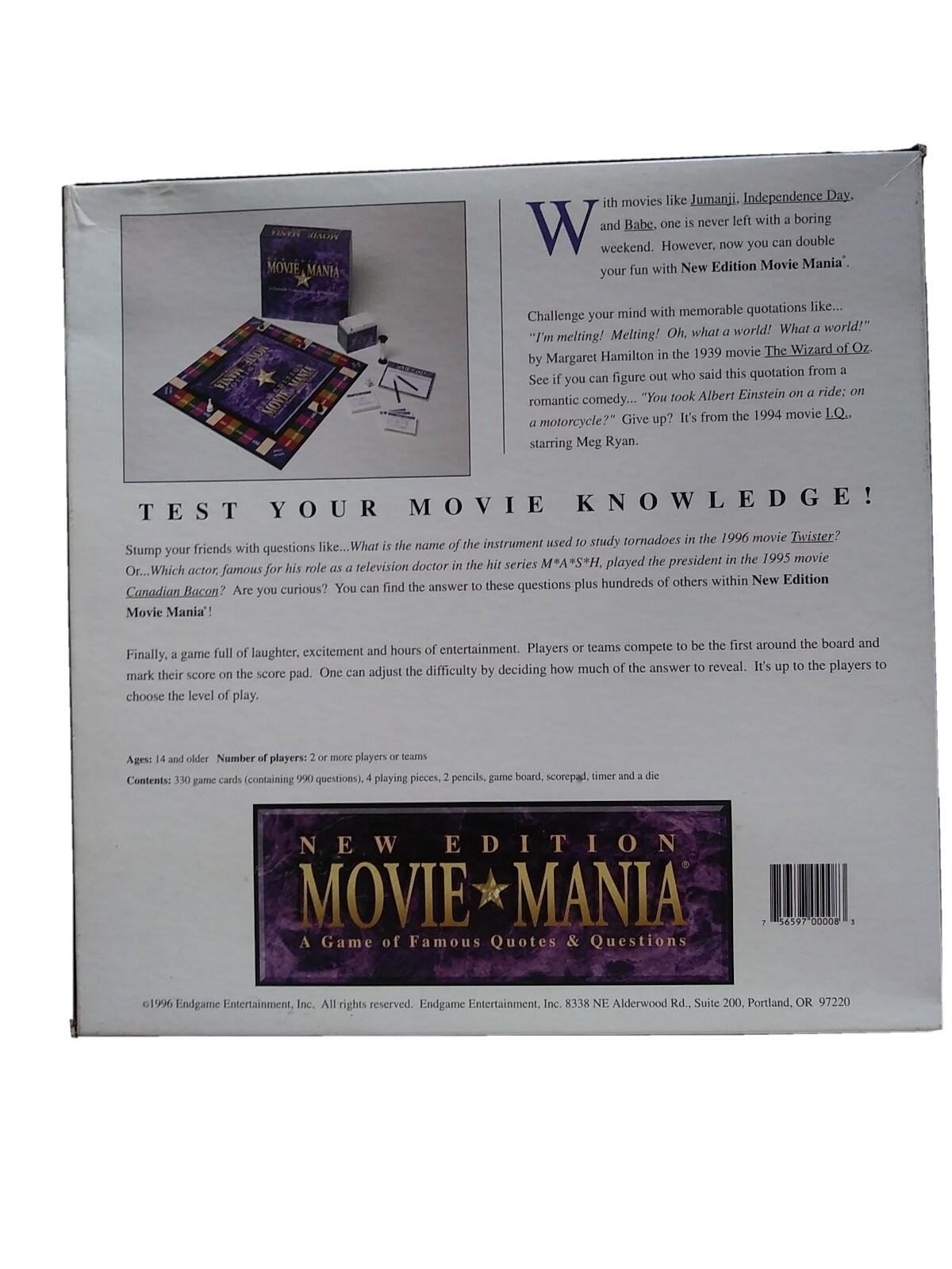 Movie Mania – A Game of Famous Quotes & Questions New Edition Fast Shipping USED