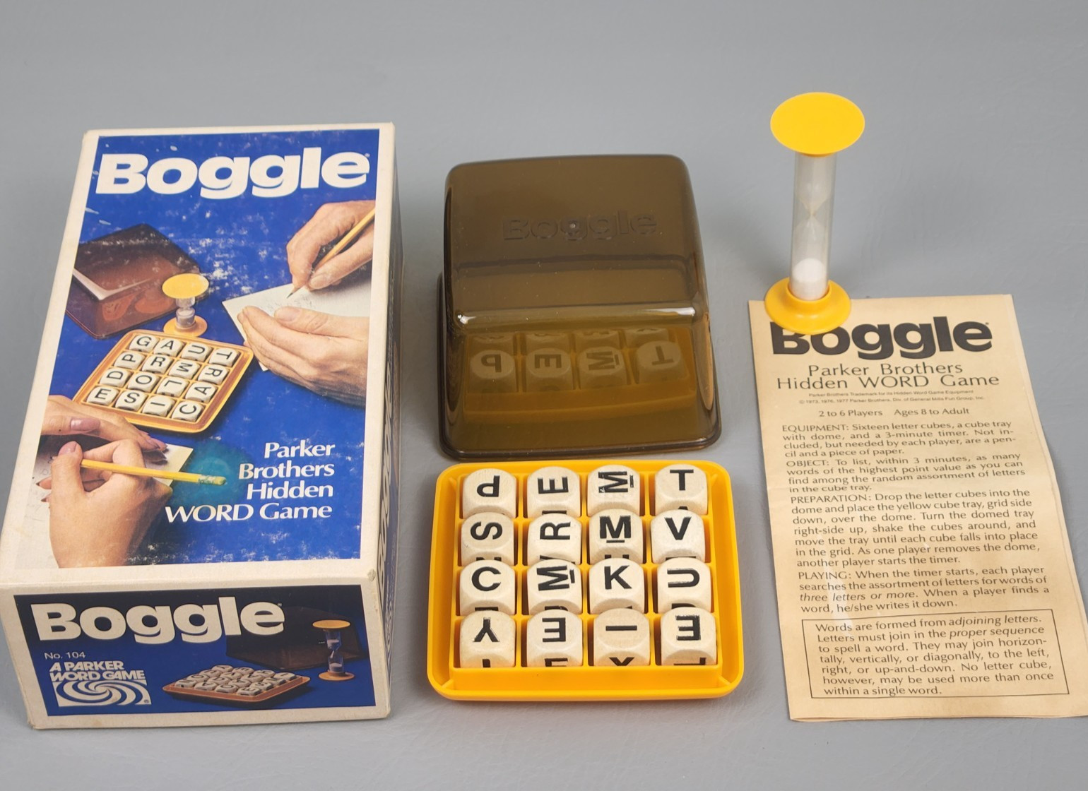 Vintage 1976 Boggle Hidden Word Game Parker Brothers COMPLETE