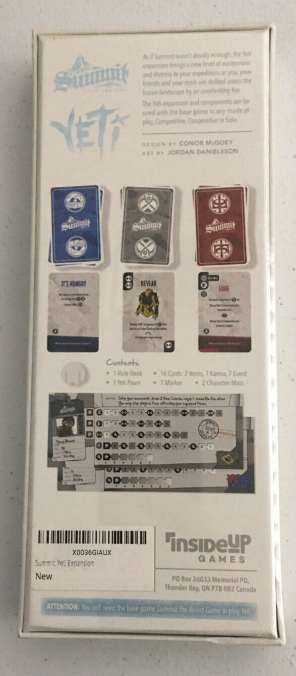 Yeti – Summit: The Board Game Expansion Inside Up Games NEW SEALED
