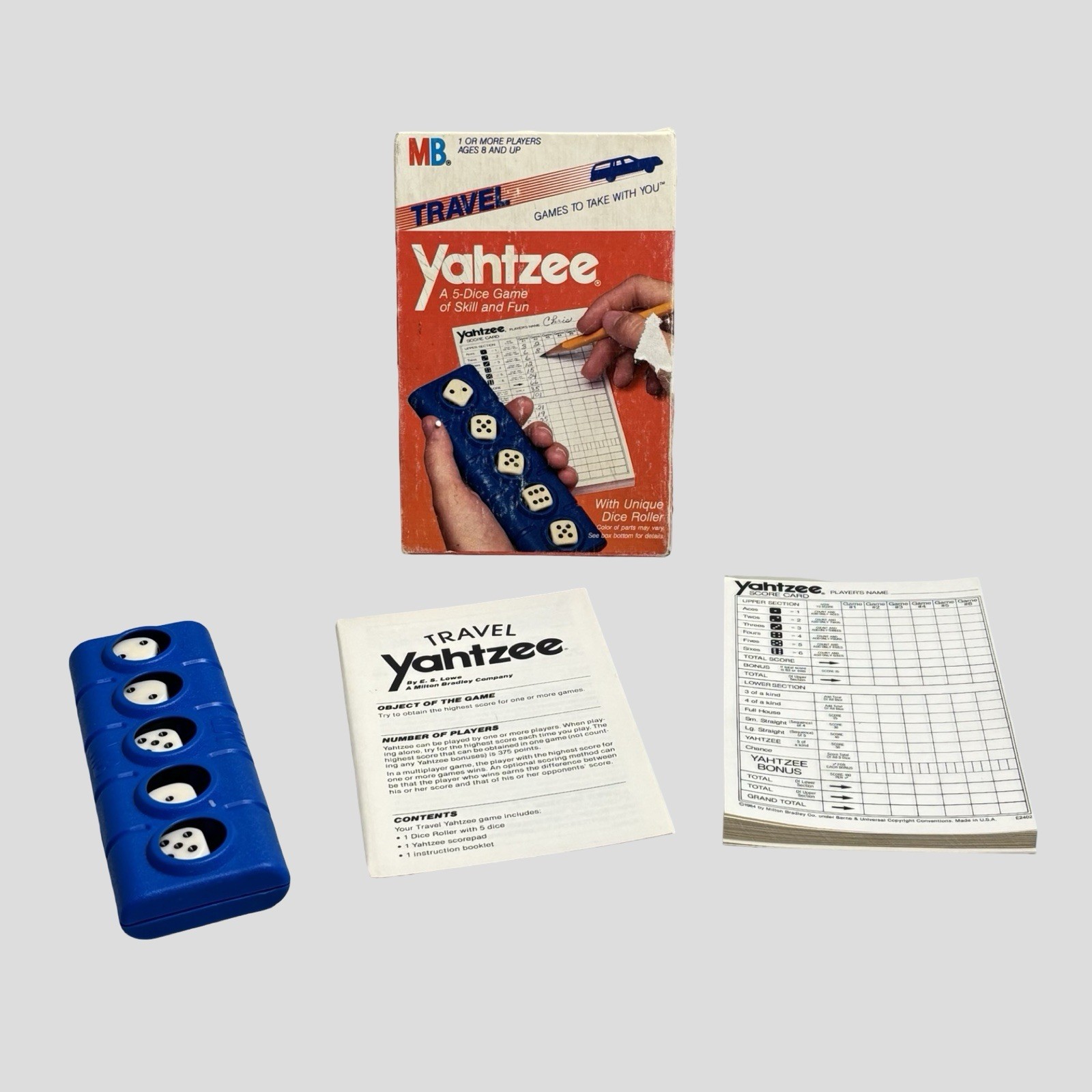 VINTAGE Travel Yahtzee Dice Game COMPLETE 1986 With Score Sheets Directions