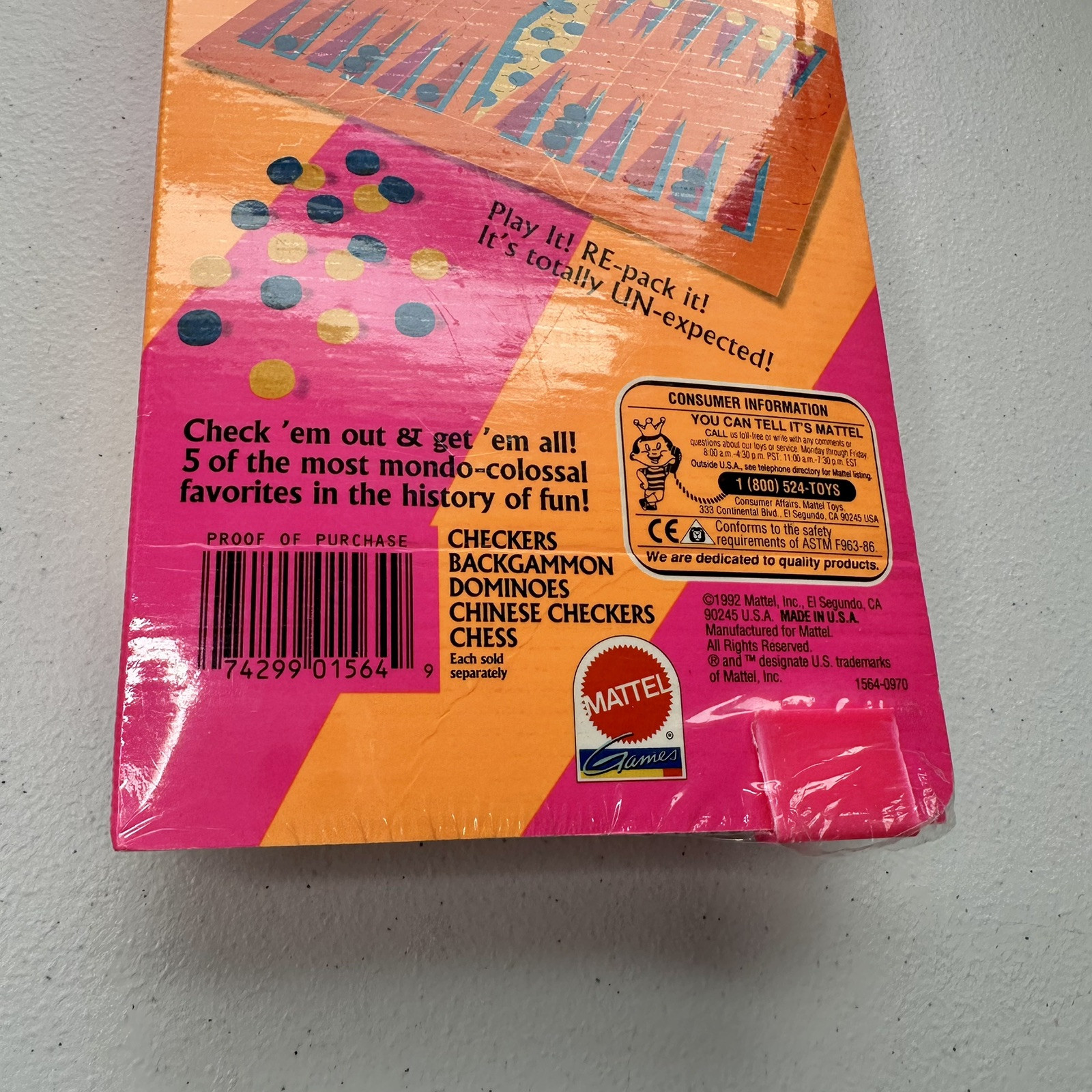 1990s Mattel Neon Backgammon California Classics To-Go Game – New Sealed-vintage