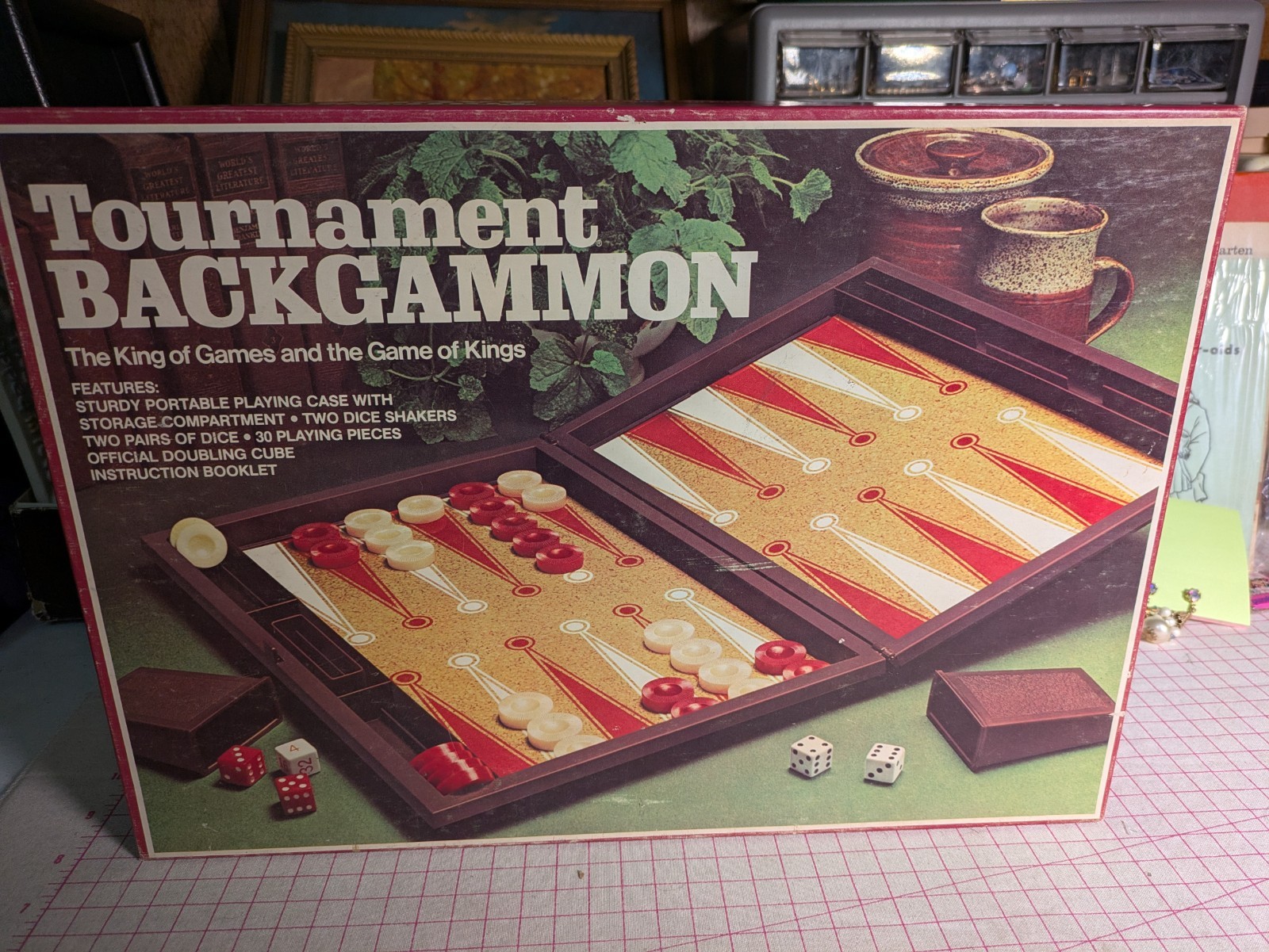 Vtg 70s Backgammon Lowe Plastic Box Board Game COMPLETE