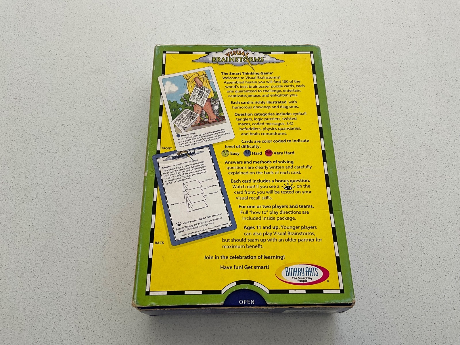 Visual Brain Storms The Smart Thinking Game by Binary Arts, Ages 11 and Up