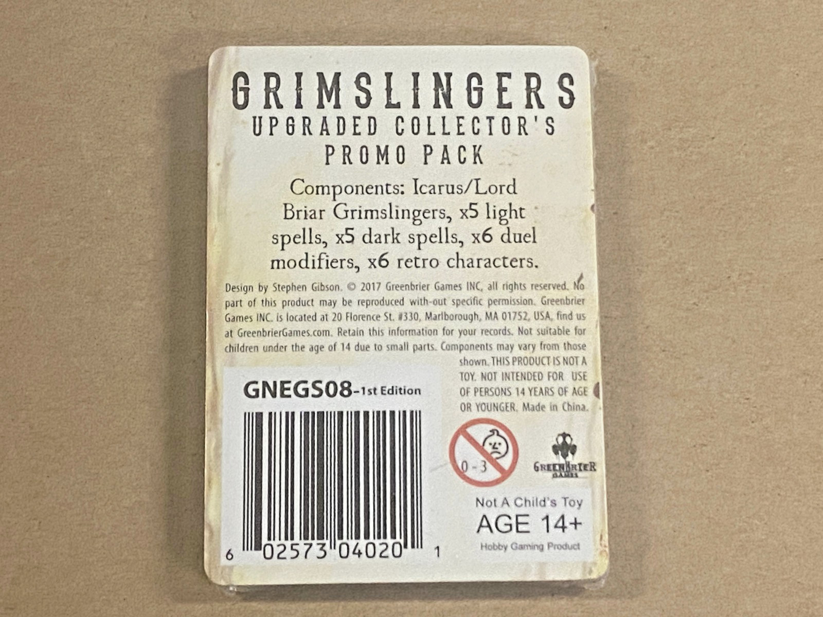 Grimslingers: Upgraded Collector’s Card Promo Pack (Greenbrier Games, 2018) New