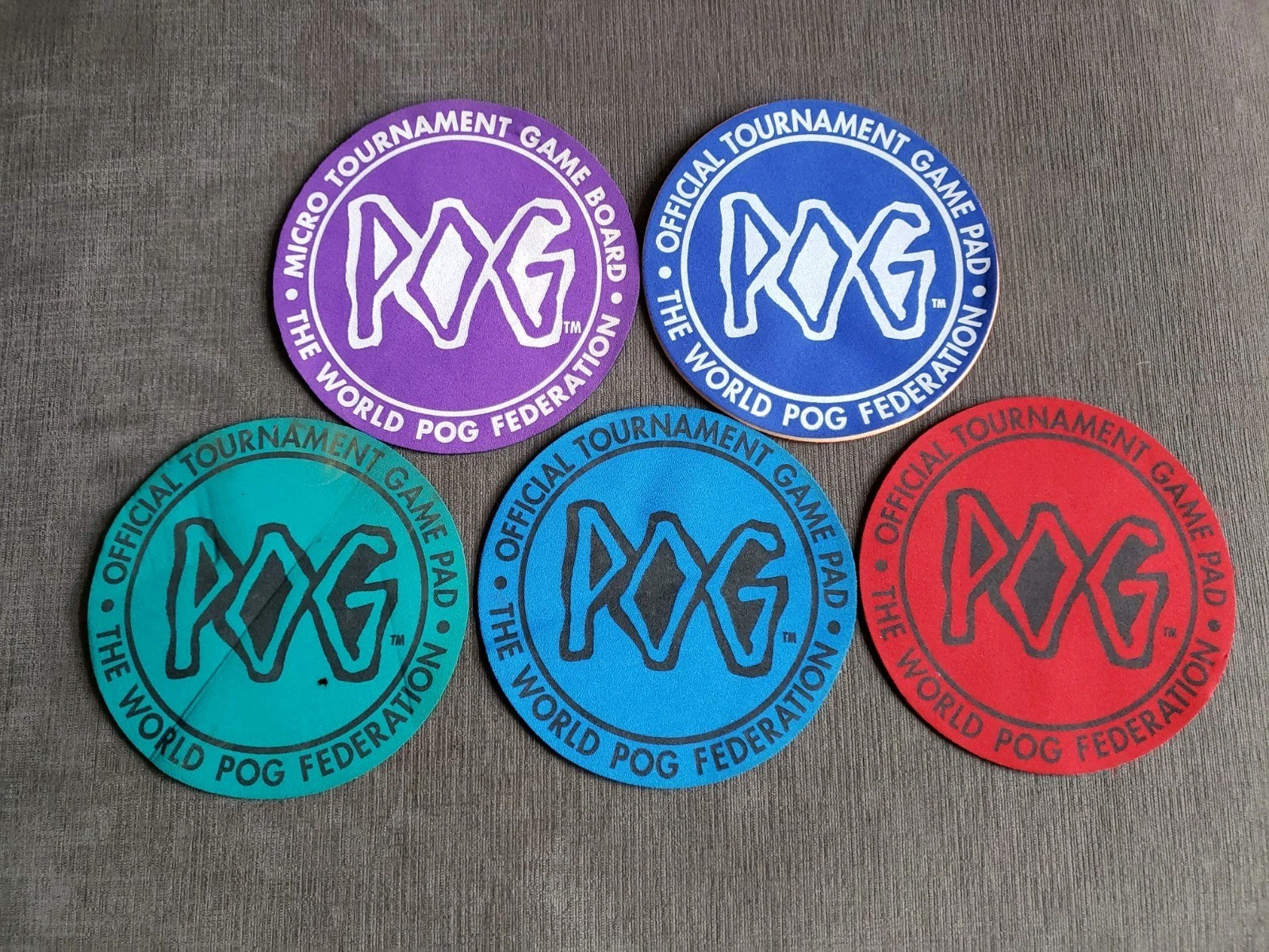 Set Of 5 VINTAGE ’95 THE WORLD POG FEDERATION OFFICIAL TOURNAMENT GAME BOARD PAD