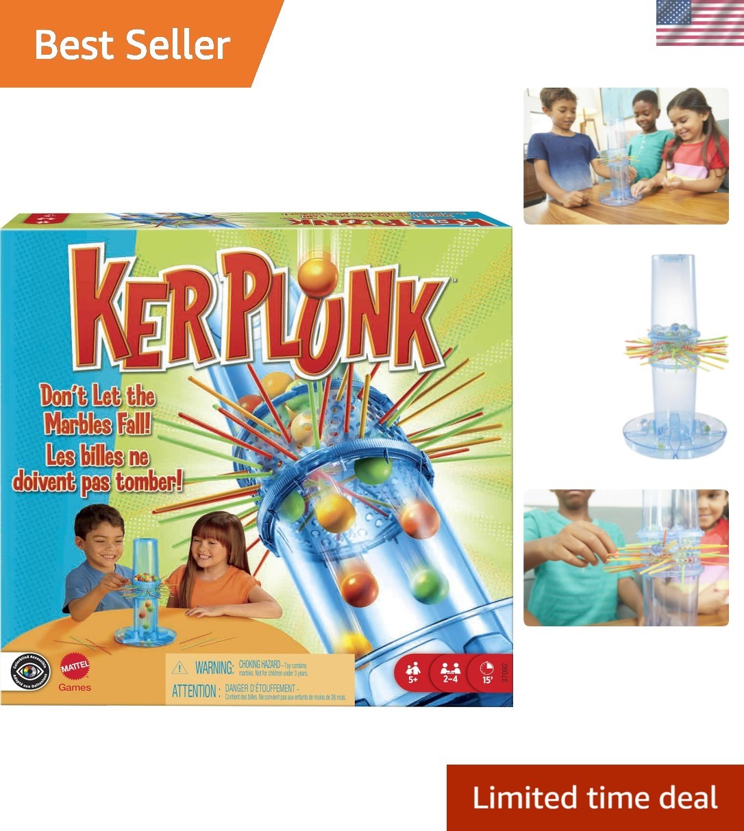KerPlunk Kids Game, Easy-to-Learn Family Game for 2 to 4 Players, Don’t Let T…
