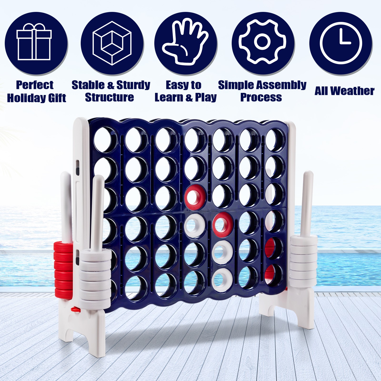 Jumbo 4-to-Score 4 in A Row Giant Game Set Indoor Outdoor Adults Kids Family Fun