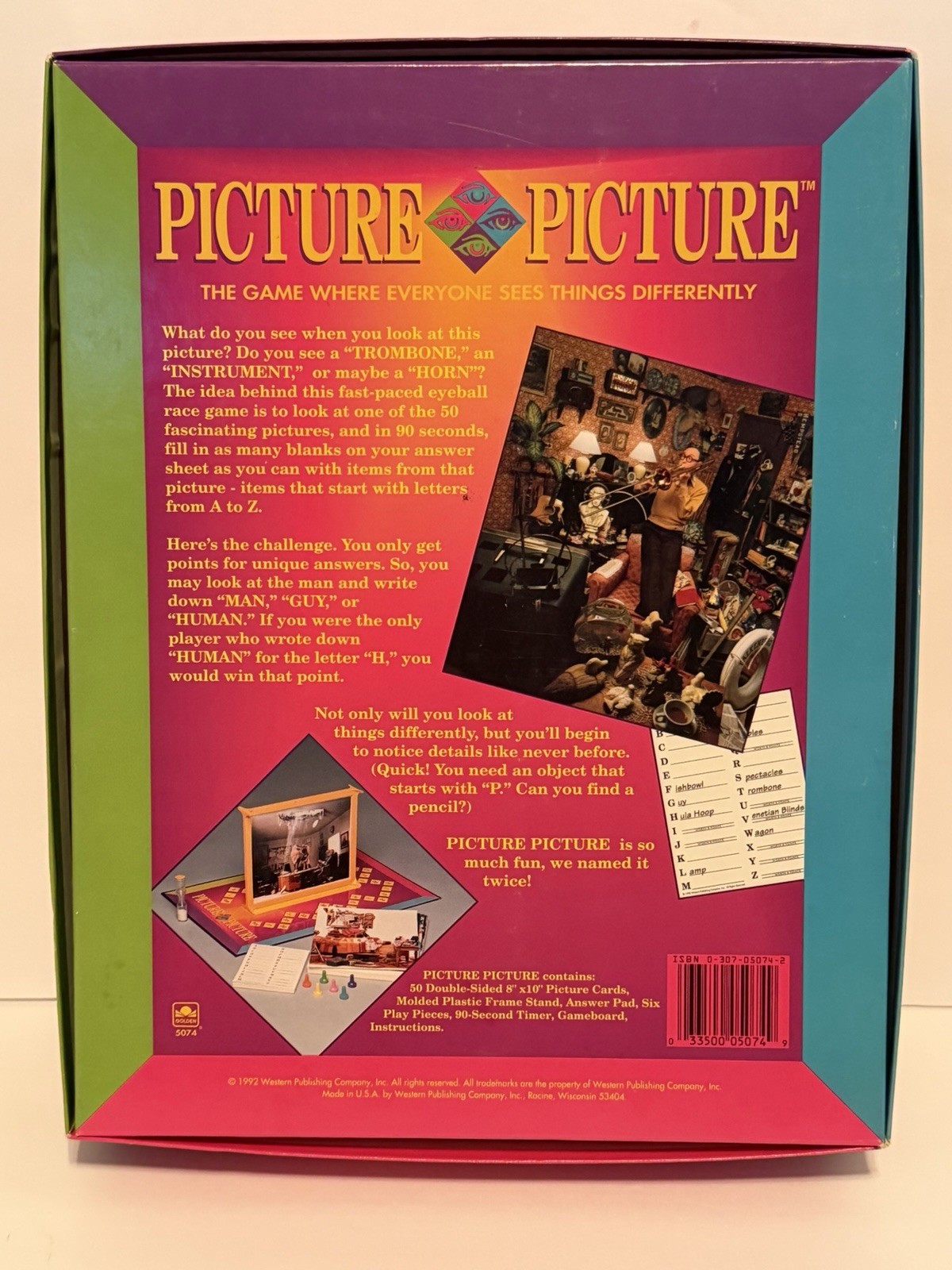 Vintage 1992 Picture Picture Board Game Golden Complete Open Box New Unused