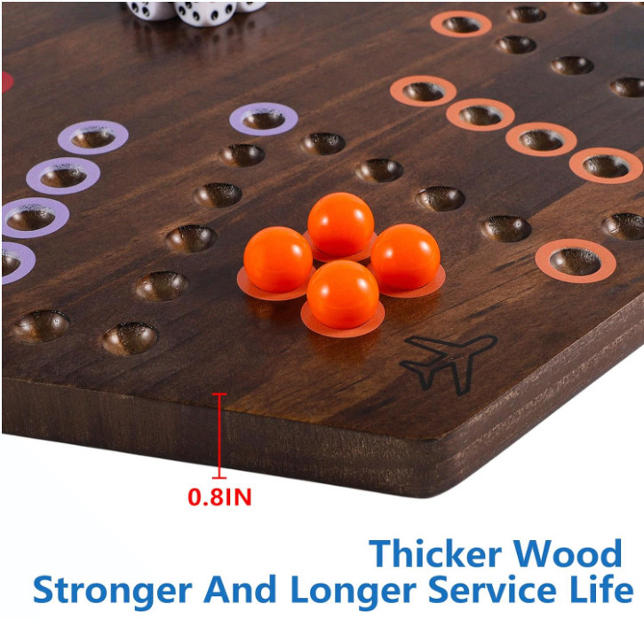 20″ Wood Wahoo Marble Board Game, 4-6 Players, 2-Sided, Rustic Brown