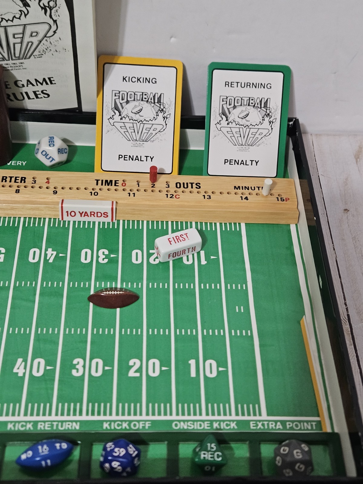 Football Fever The Game Cards Dice Hansen 1985 Vintage Board Game 100% Complete