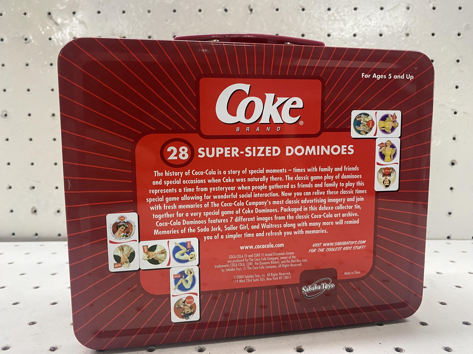 Vintage Coca-Cola 28 Super-Sized Dominoes Game Tin Complete Giant Tile Set Art