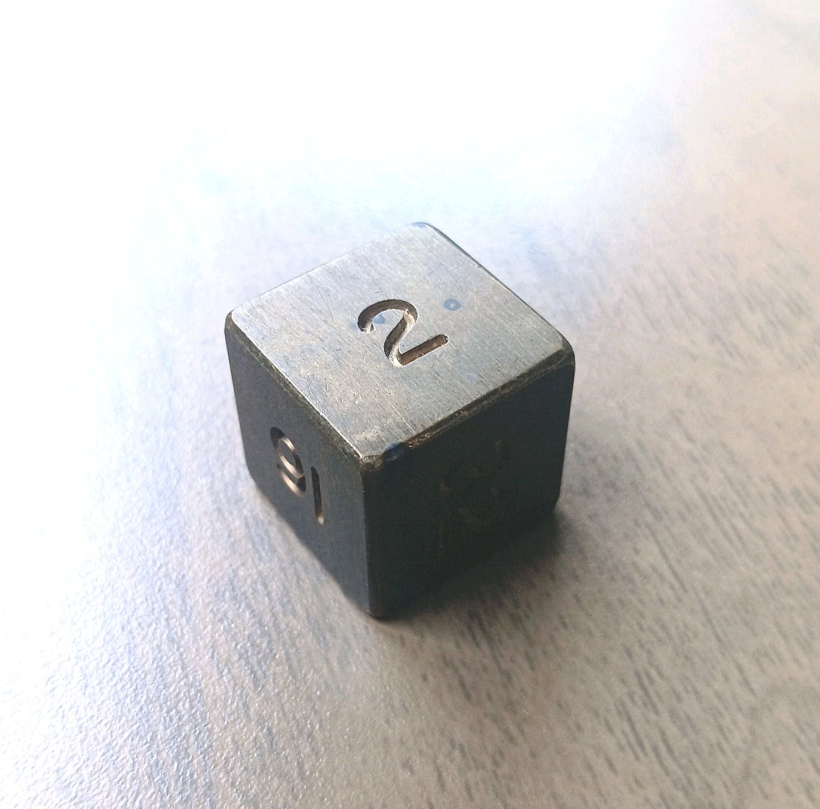 Vintage Solid Brass 0.75in Backgammon Doubling Cube