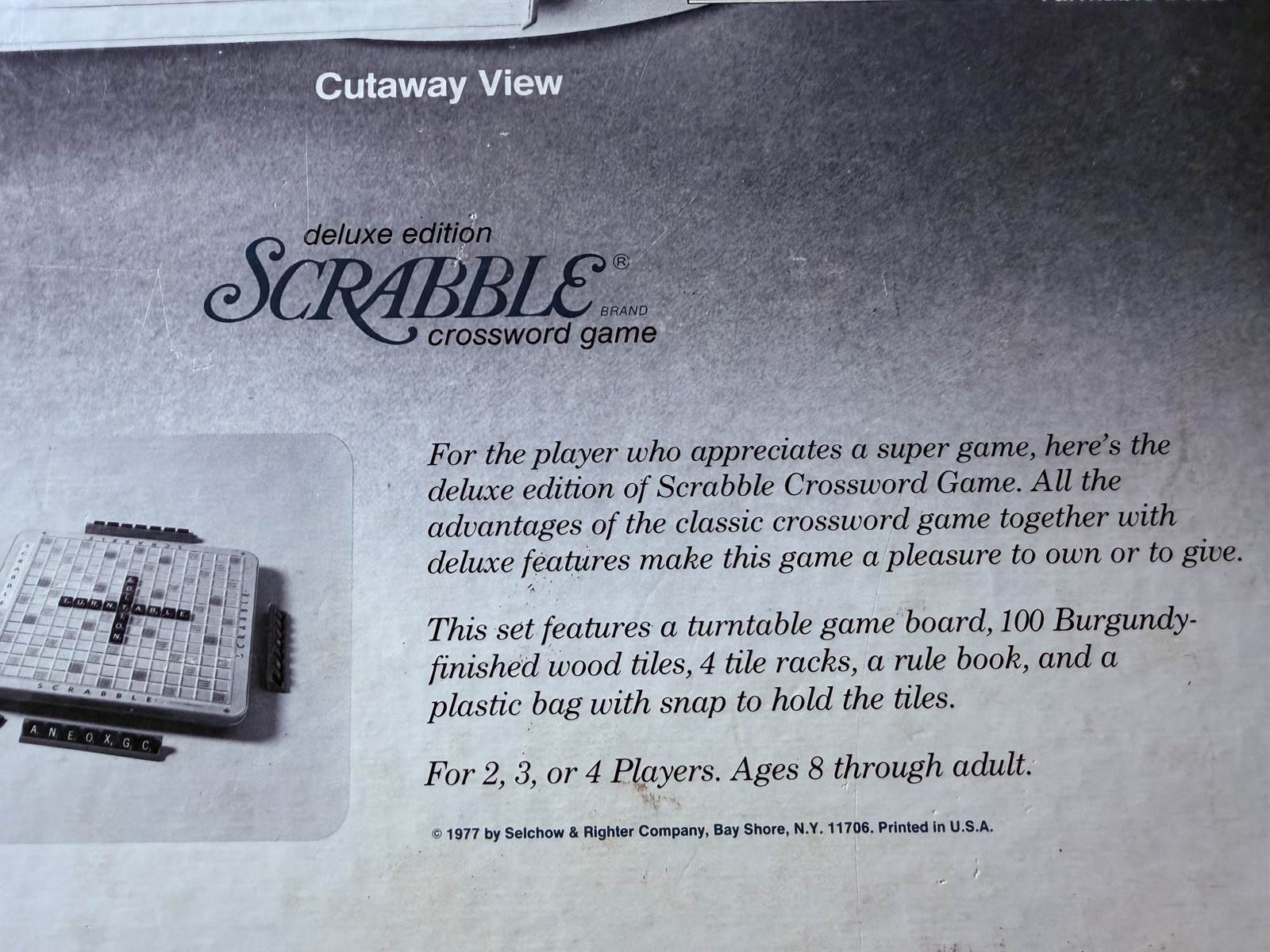 VINTAGE 1977 SCRABBLE DELUXE EDITION CROSSWORD GAME TURNTABLE SELCHOW &RICHTER