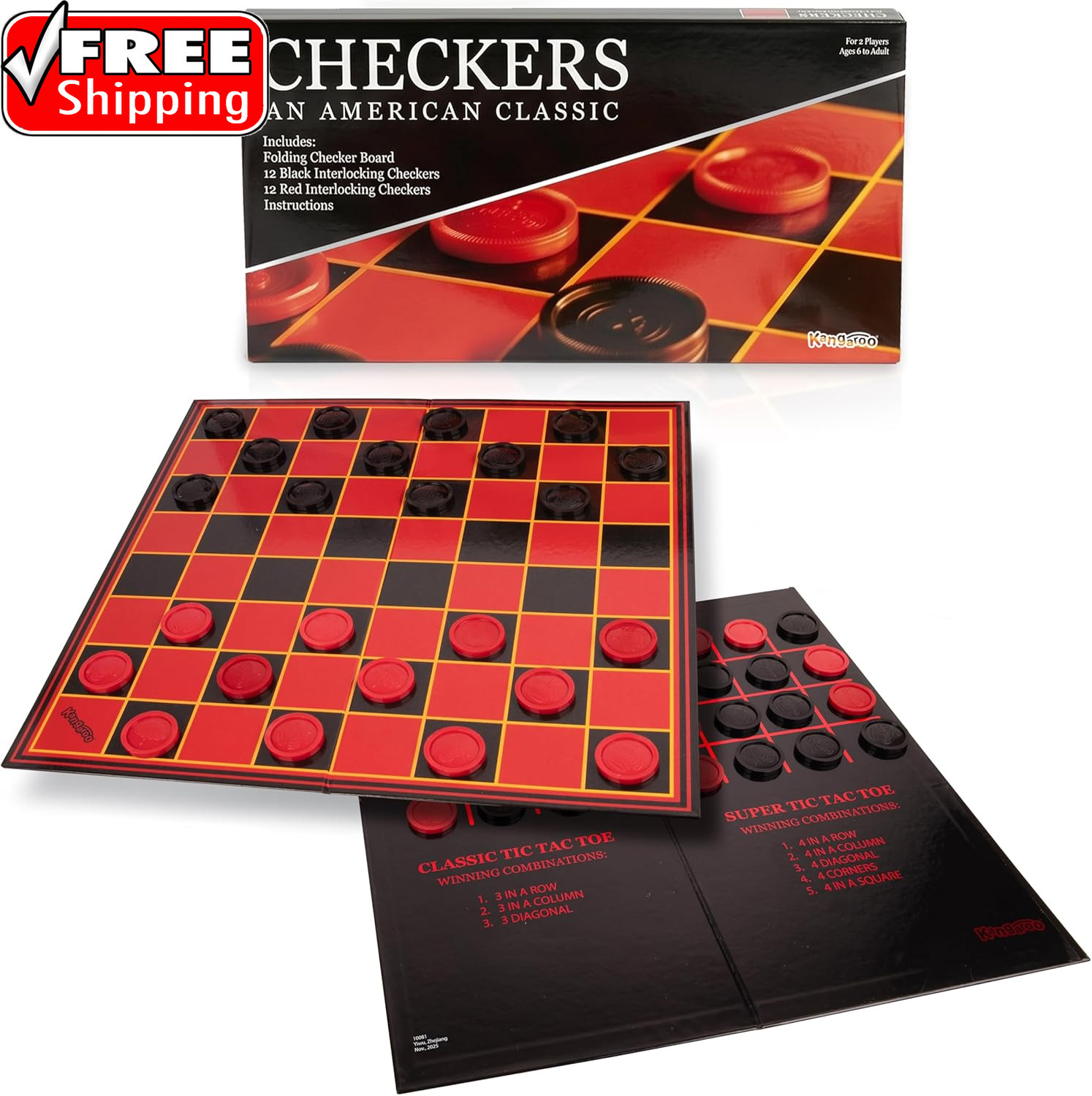 – Multiplayers Strategy Checker Board Game for Kids & Adults – Portable Educatio
