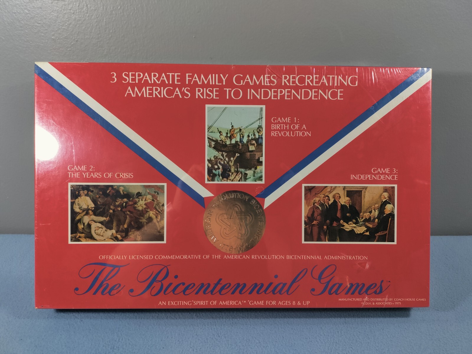 VINTAGE NEW & SEALED 1975 COACH HOUSE THE BICENTENNIAL GAMES 3 BOARD GAMES IN 1