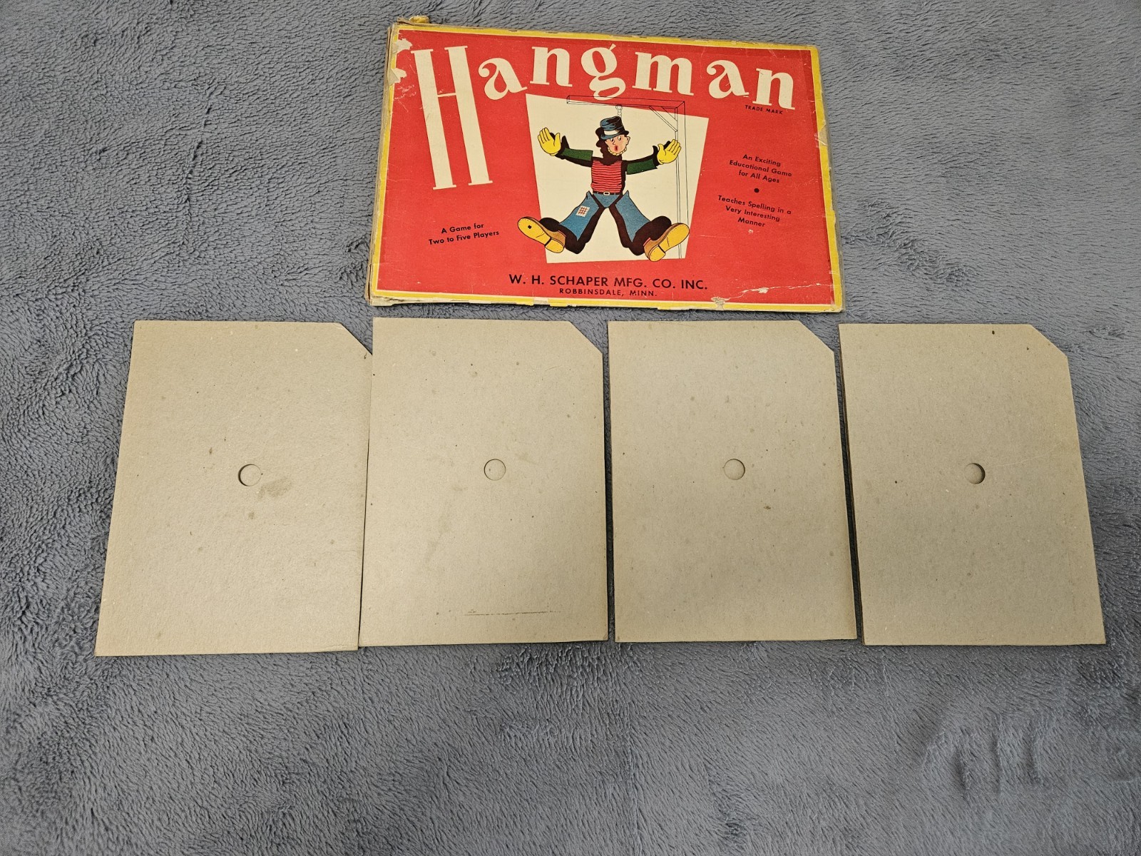~ W.H. Schaper Hangman VTG. Board Game Rare First Edition 1st Printing Box~