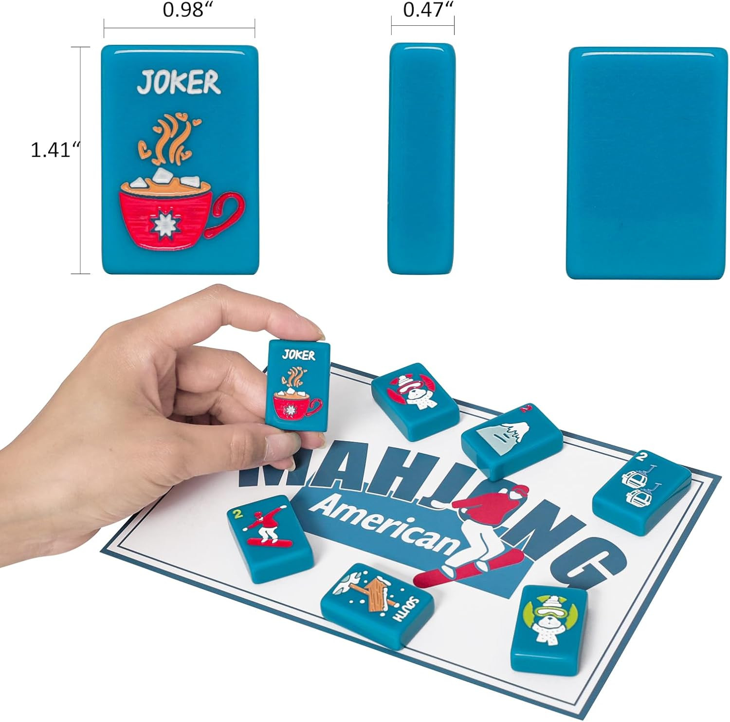 American Mahjong Tile Set with Carrying Bag and Accessories, 160 Acrylic Engrave