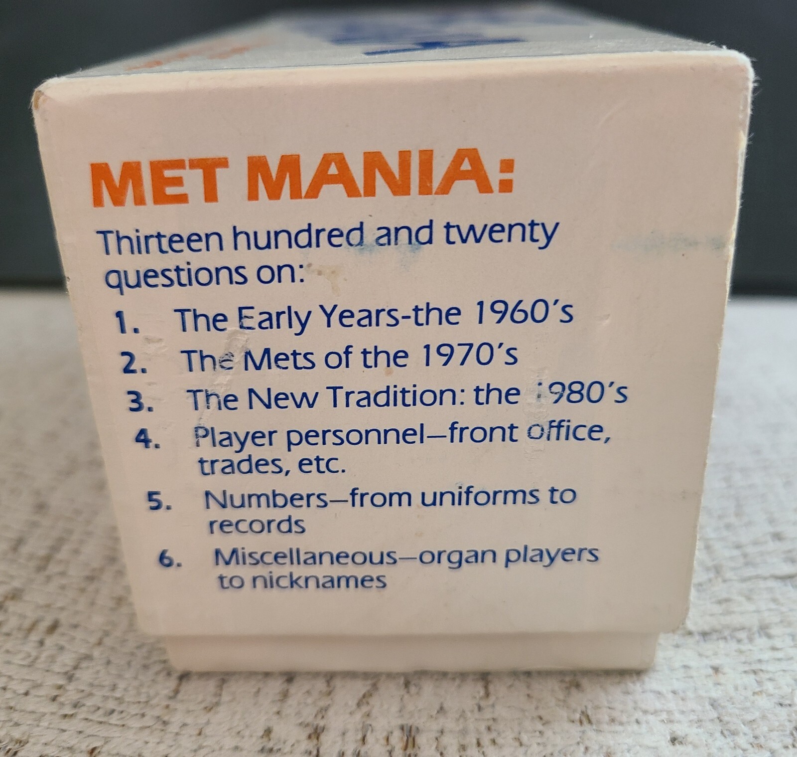 1985 Target Met Mania Die Hard Met Edition Trivia Game