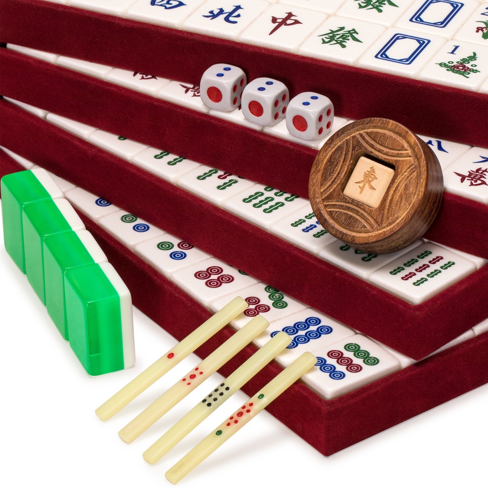 Yellow Mountain Imports Classic Chinese Mahjong Game Set, Emerald with 148 Me…