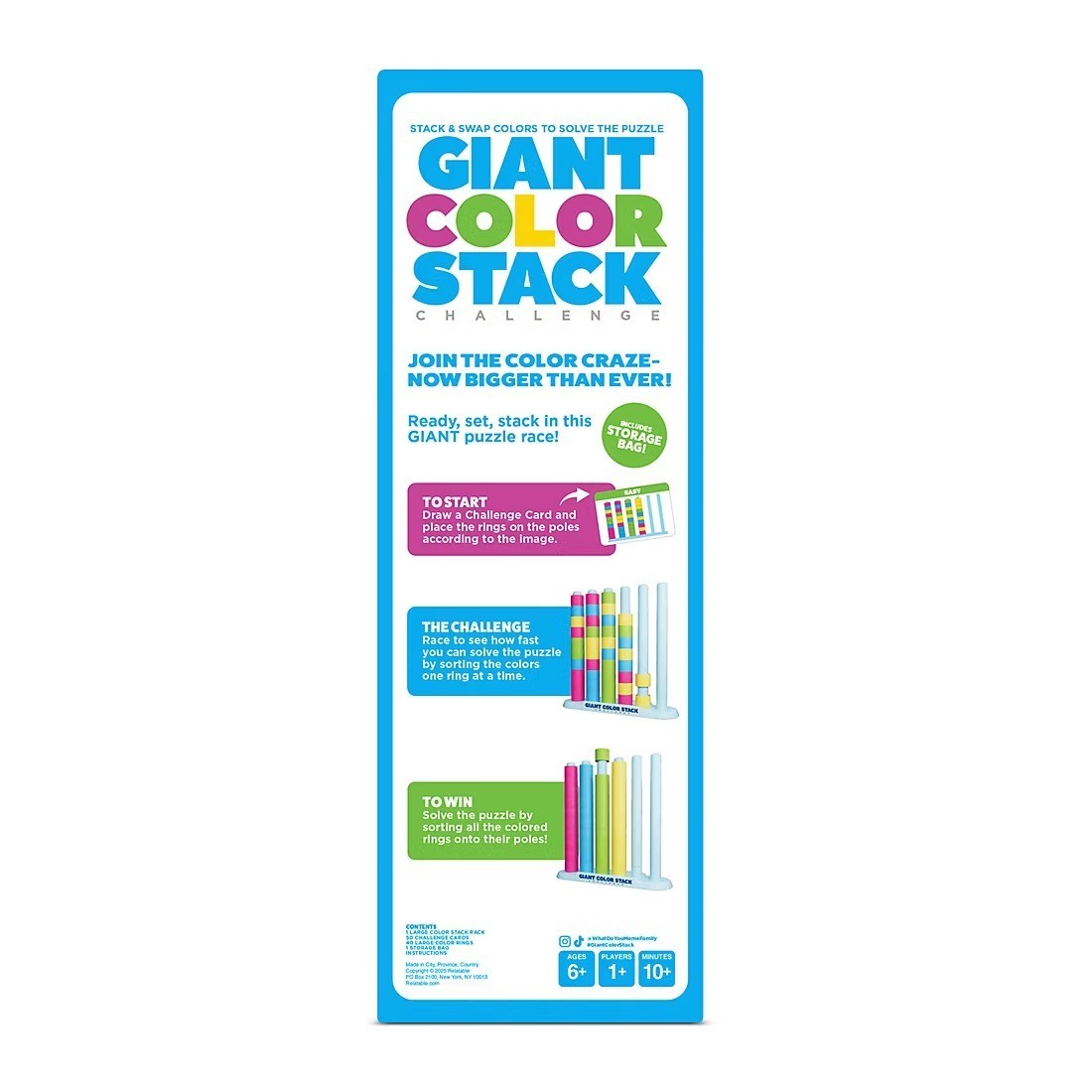 Giant Color Stack Challenge Fast Paced Puzzle Party Yard Game for Kids Relatable