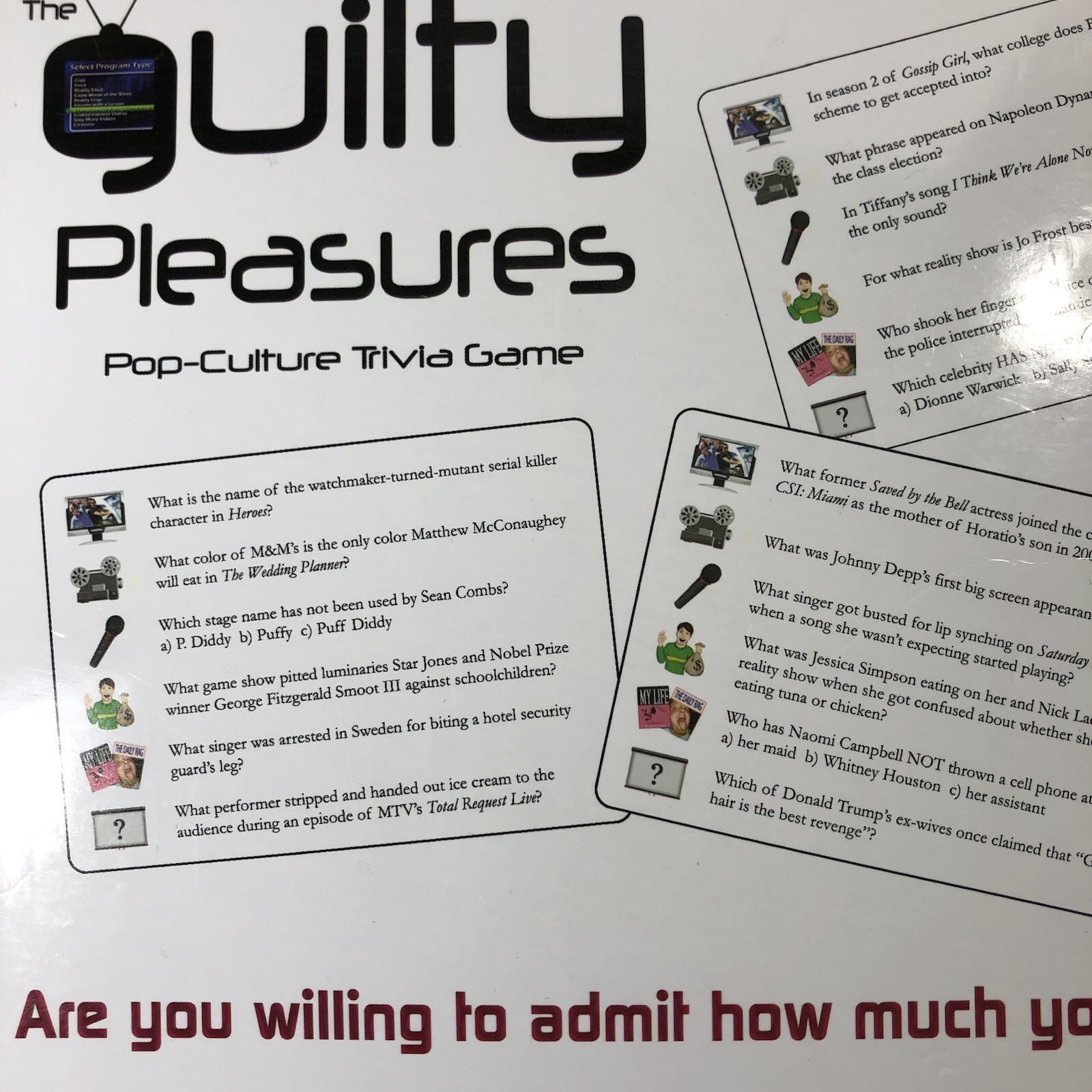 Kheper Guilty Pleasures Pop Culture Trivia Board Game 300 Cards 2008 Adults